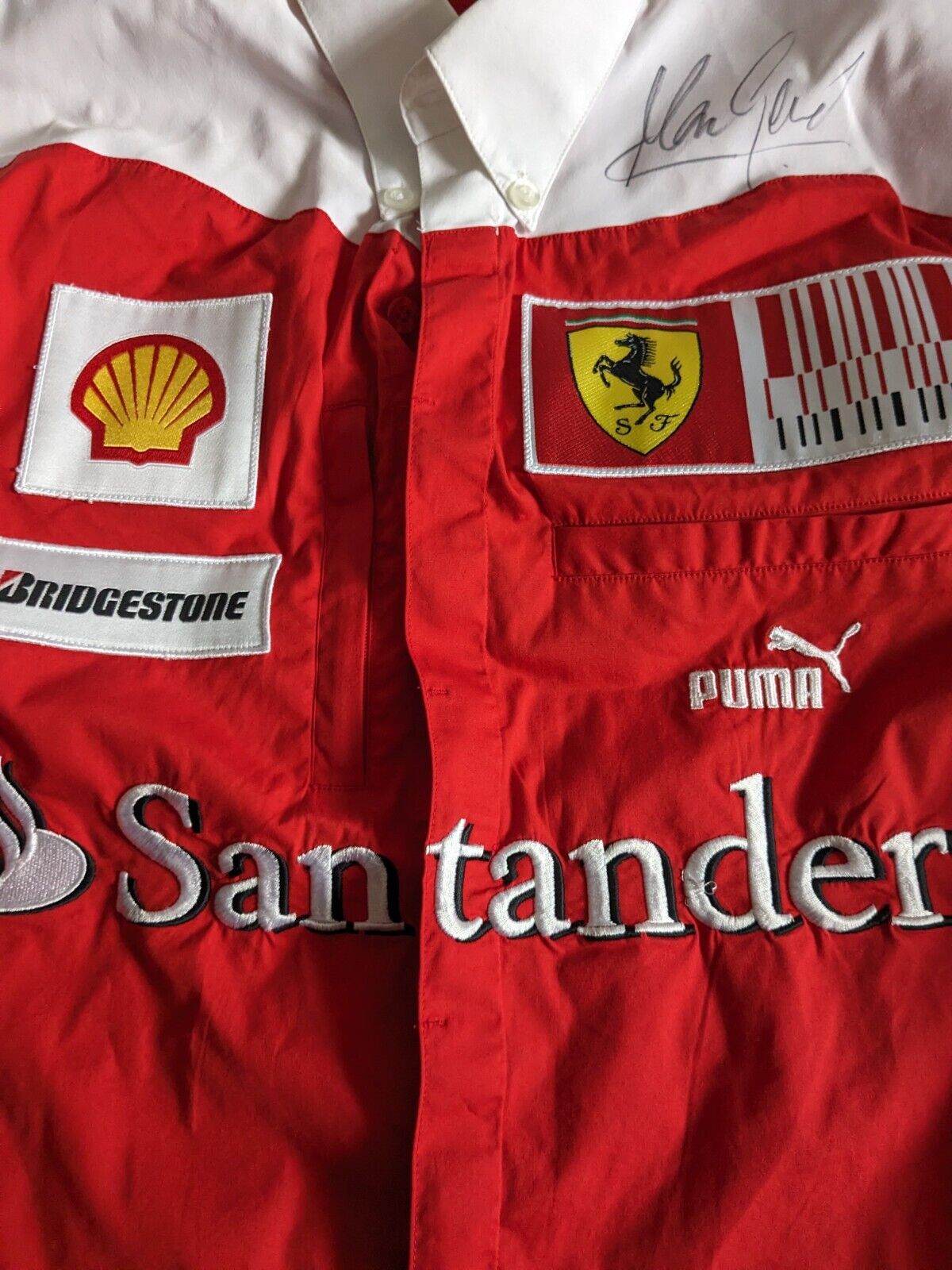 Signed Ferrari F1 - Team Issue Long Sleeve Shirt - Signed by Marc Gene - Medium