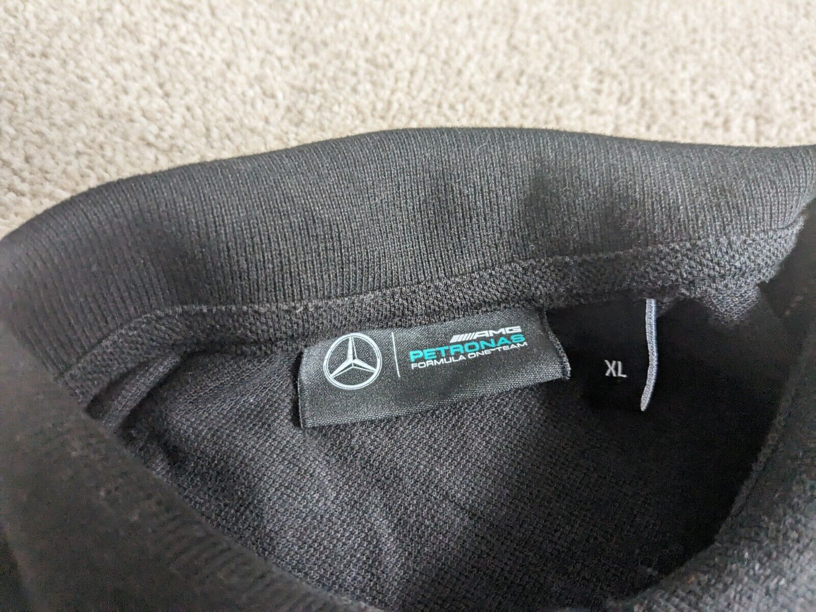 Mercedes Petronas AMG F1 Official Formula One Polo Shirt Black Large Child XL