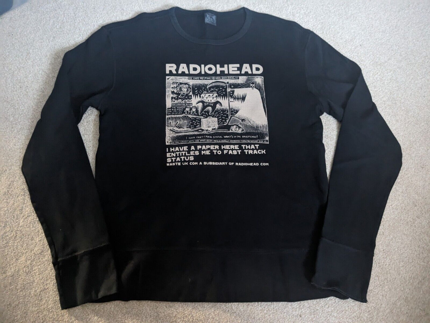 Long Sleeve Red Radiohead W.A.S.T.E. Top Shirt Extra Large