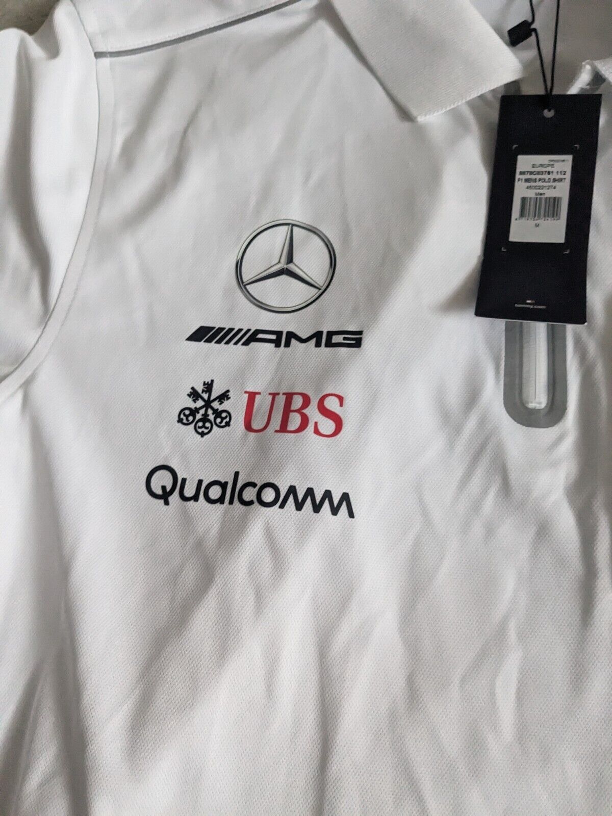 Mercedes F1 - Team Issue Tommy Hilfiger White Polo Shirt - Medium