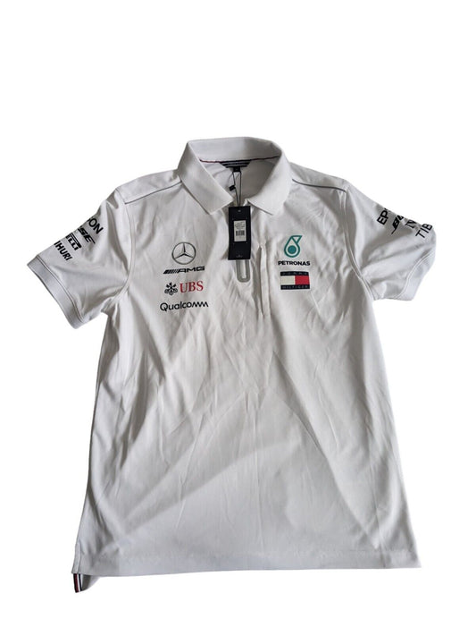 Mercedes F1 - Team Issue Tommy Hilfiger White Polo Shirt - Medium