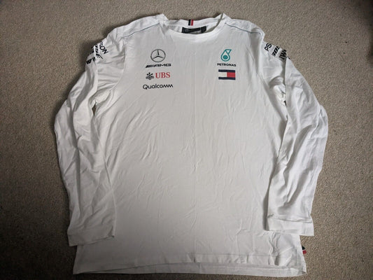 Mercedes F1 Team T-Shirt Black Size Large Long Sleeve