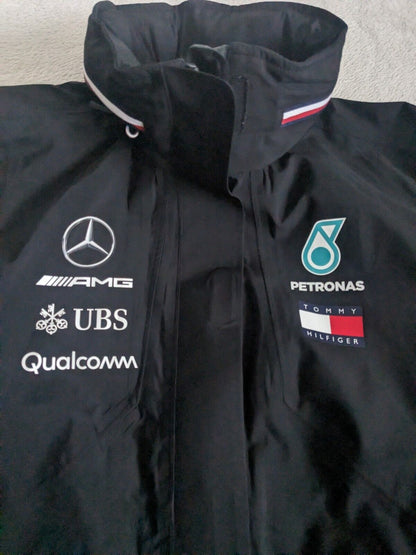 Mercedes F1 - Team Issue Tommy Hilfiger Rain Waterproof Jacket Coat - Small