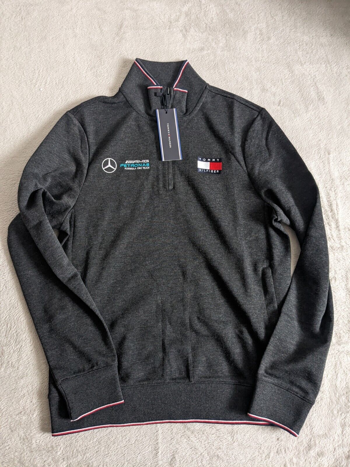 New - Mercedes F1 - Team Issue 1/4 Zip Fleece Pullover - Tommy Hifliger - XS