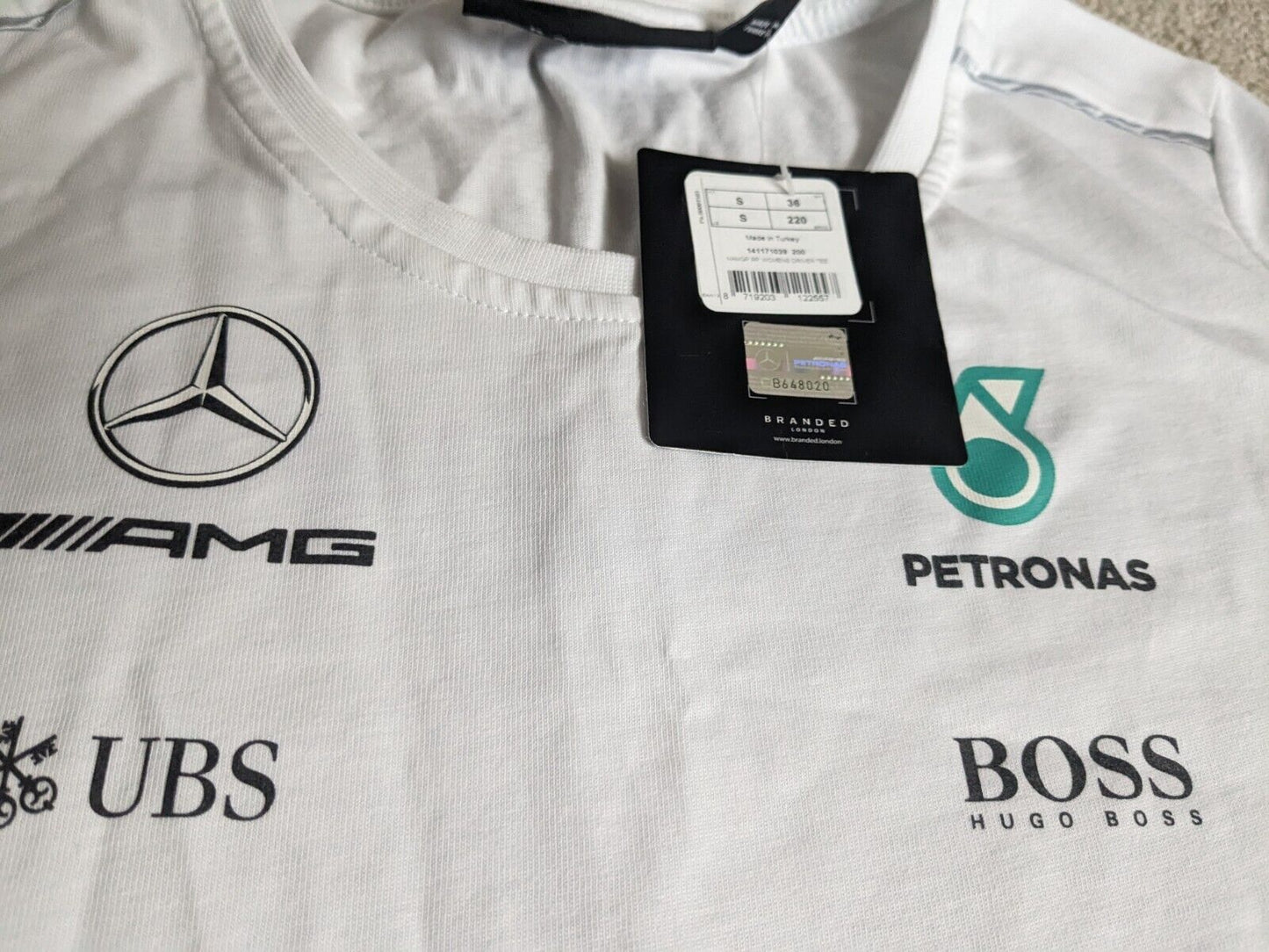 Brand New Mercedes AMG F1 Team Womens Driver Ladies White T Shirt Small Hamilton