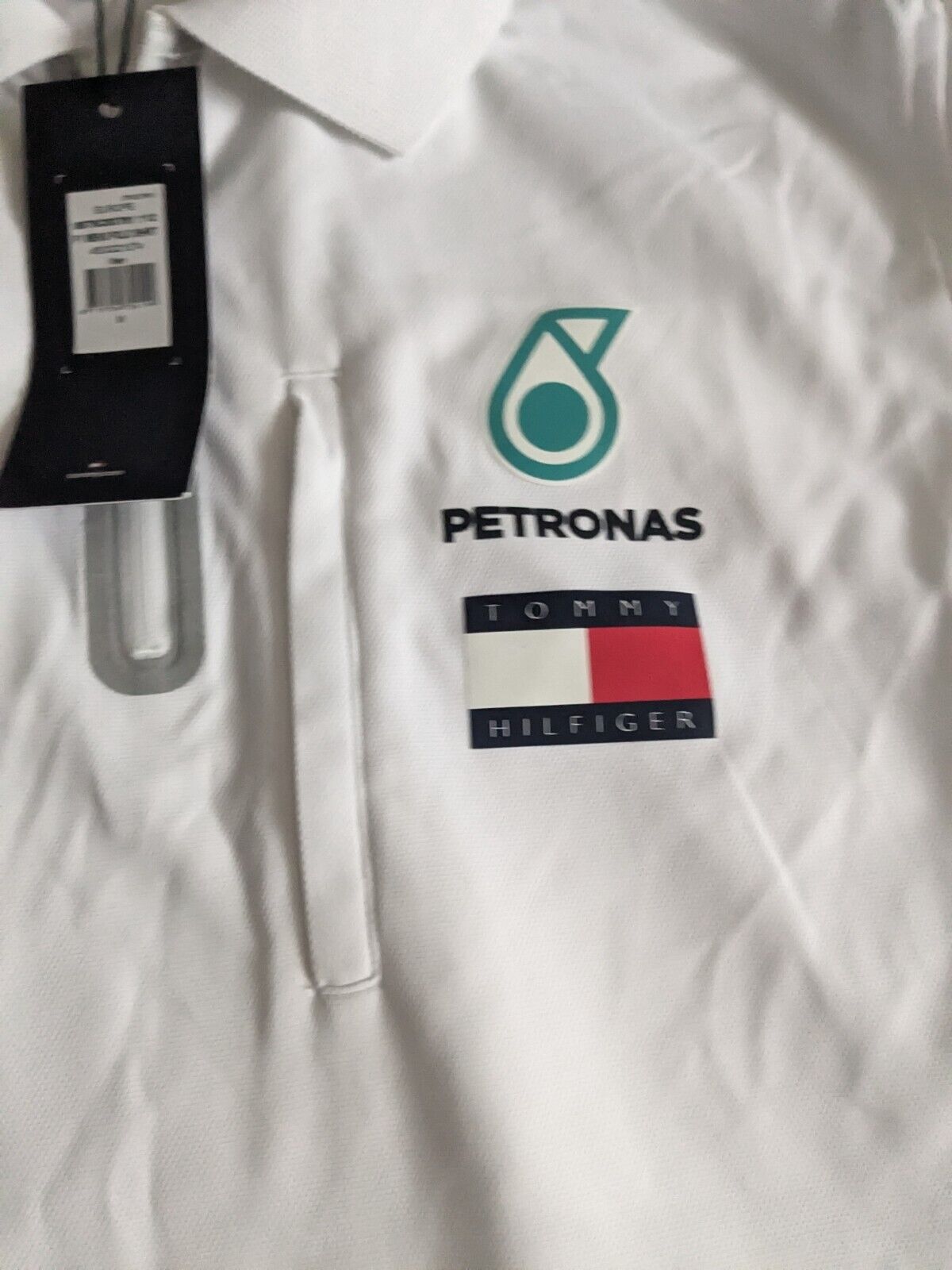 Mercedes F1 - Team Issue Tommy Hilfiger White Polo Shirt - Medium