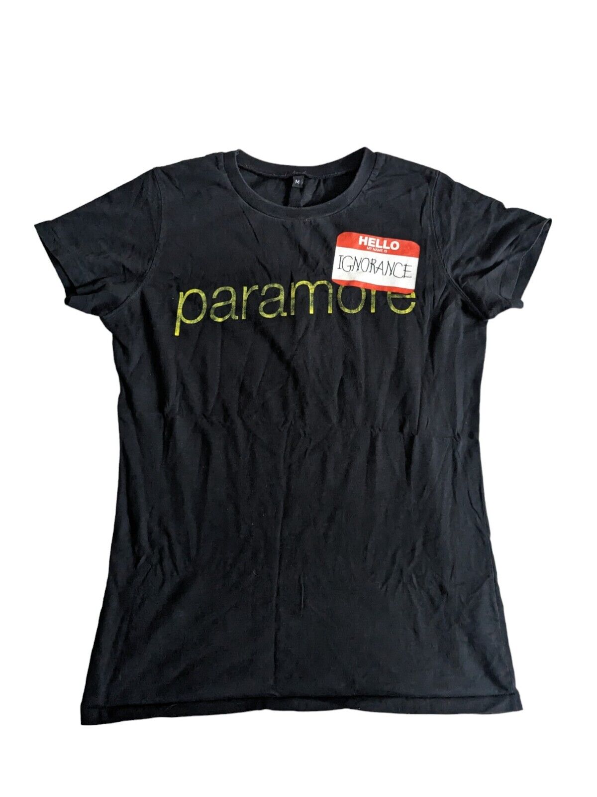 Paramore - Hello My Name is Ignorance Nametag T-Shirt - 2009 Tour - Medium