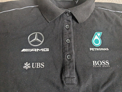 Mercedes Petronas AMG F1 Official Formula One Polo Shirt Black Large Child XL