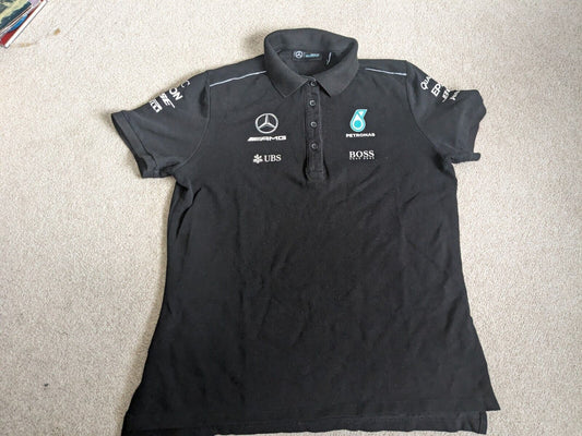 Mercedes Petronas AMG F1 Official Formula One Polo Shirt Black Large Child XL