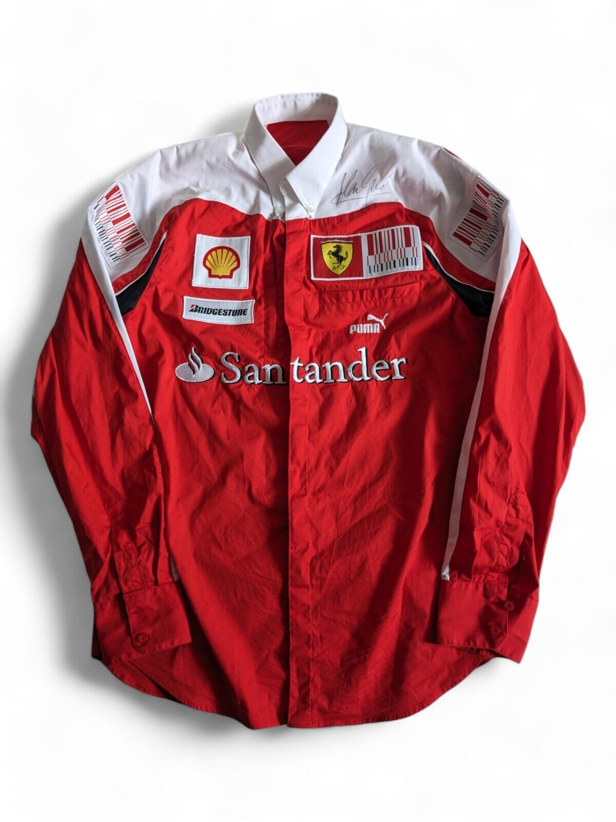 Signed Ferrari F1 - Team Issue Long Sleeve Shirt - Signed by Marc Gene - Medium