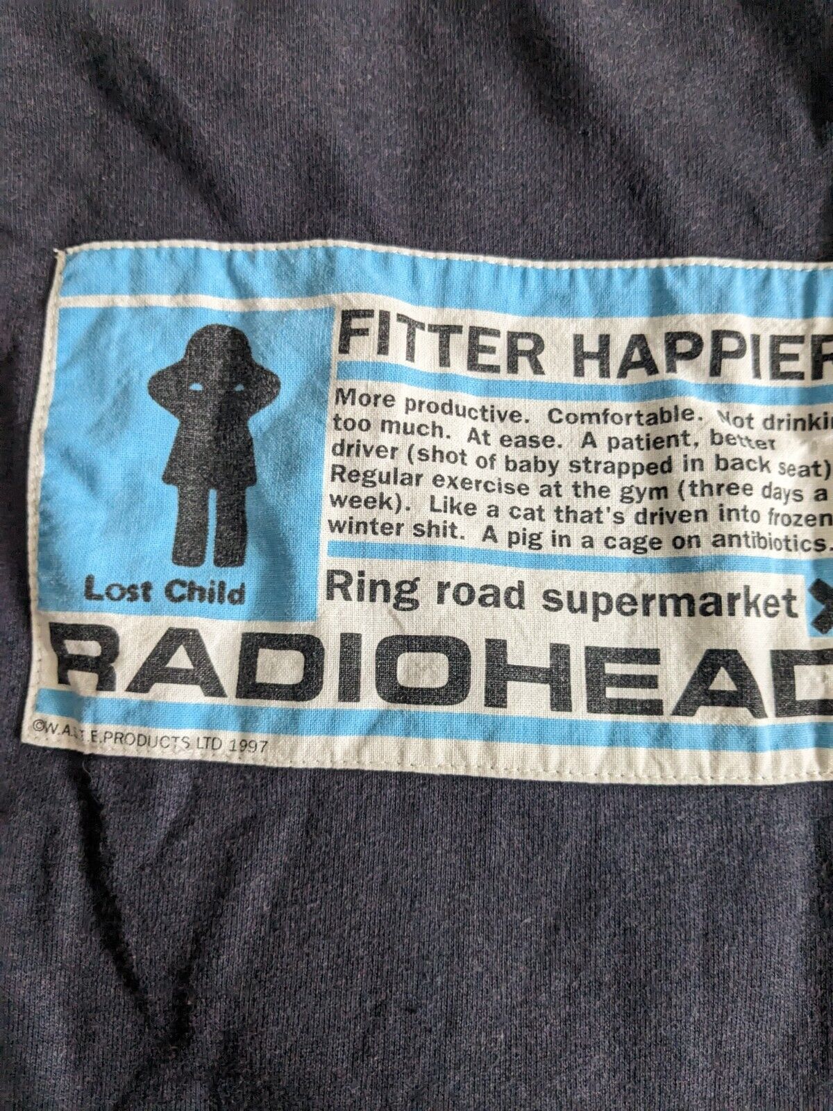 Vintage Radiohead - Fitter Happier 1997 OK Computer 1/4 Zip Jumper - Medium