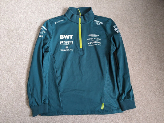 ASTON MARTIN S SMALL F1 GREEN COGNIZANT PELMARK 1/4 ZIP FLEECE JUMPER TOP