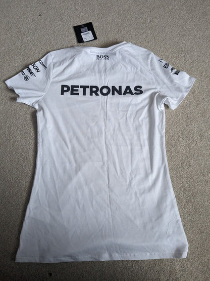 Brand New Mercedes AMG F1 Team Womens Driver Ladies White T Shirt Small Hamilton