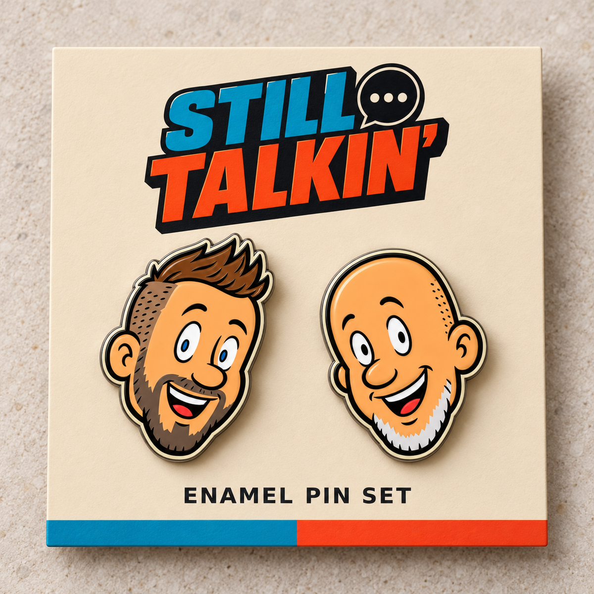 Josh and Robb Still Talkin enamel pin set